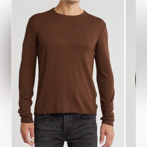 John Varvatos‎ Eli Crewneck Organic Cotton Sweater brown Men’s XL NWT - Picture 1 of 3